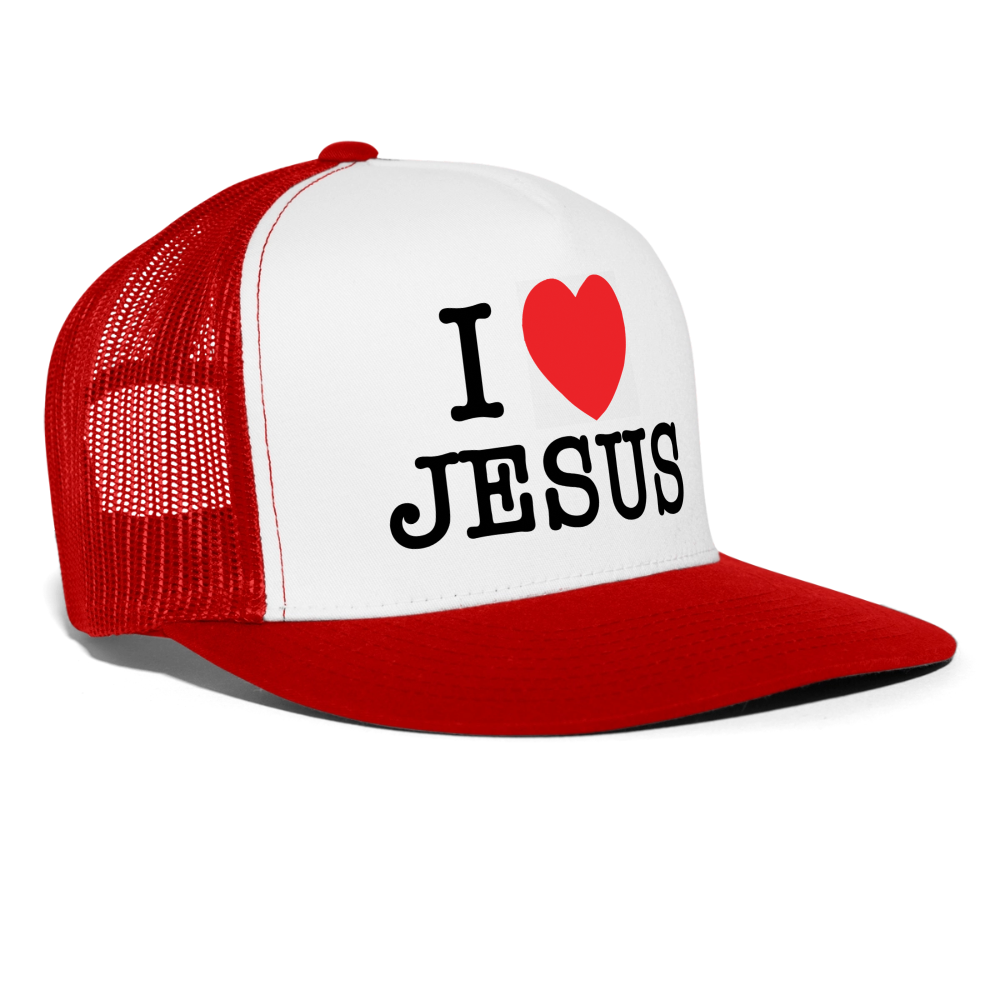 I Love Jesus Hat - white/red