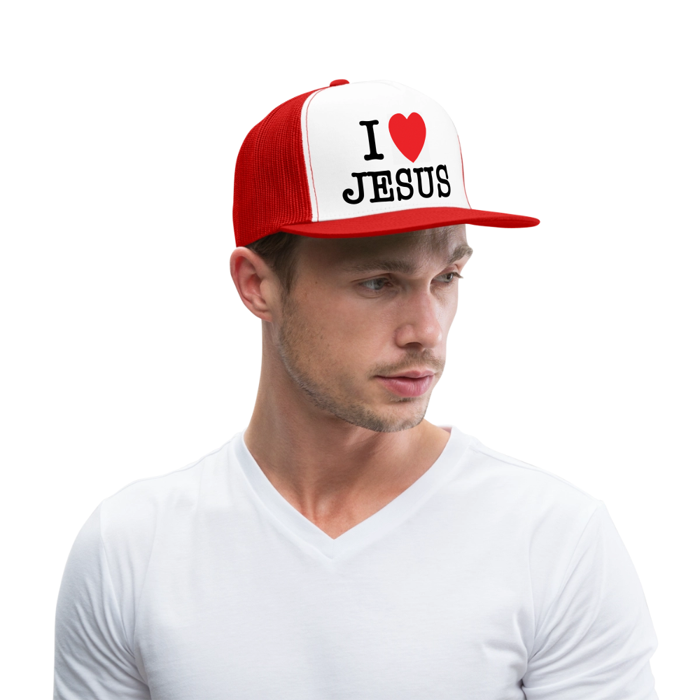 I Love Jesus Hat - white/red