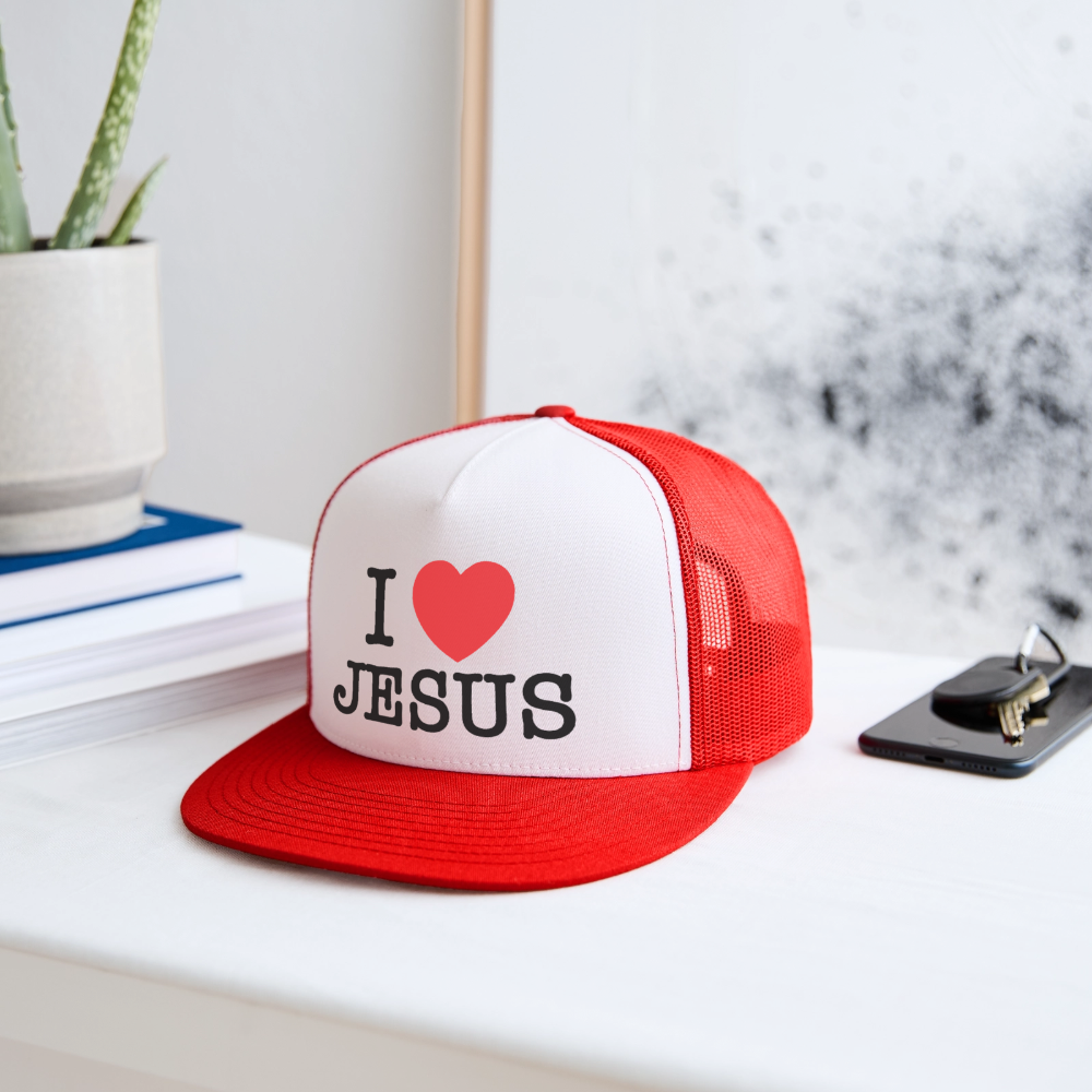 I Love Jesus Hat - white/red