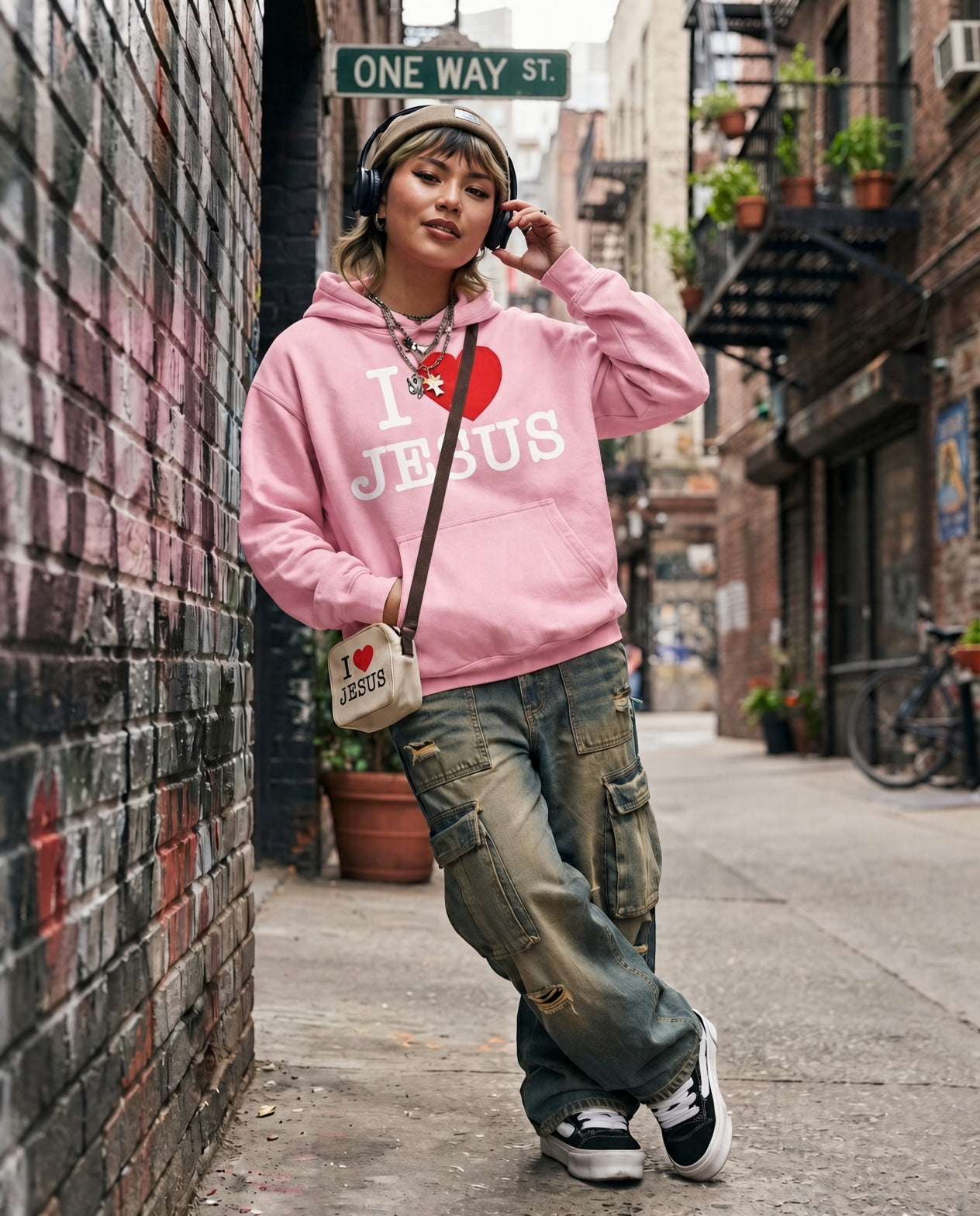 I Love Jesus Washed Oversize Hoodie