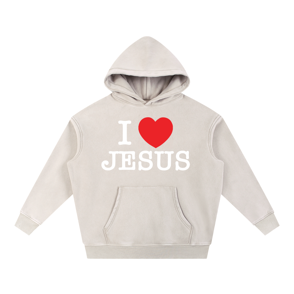 I Love Jesus Washed Oversize Hoodie