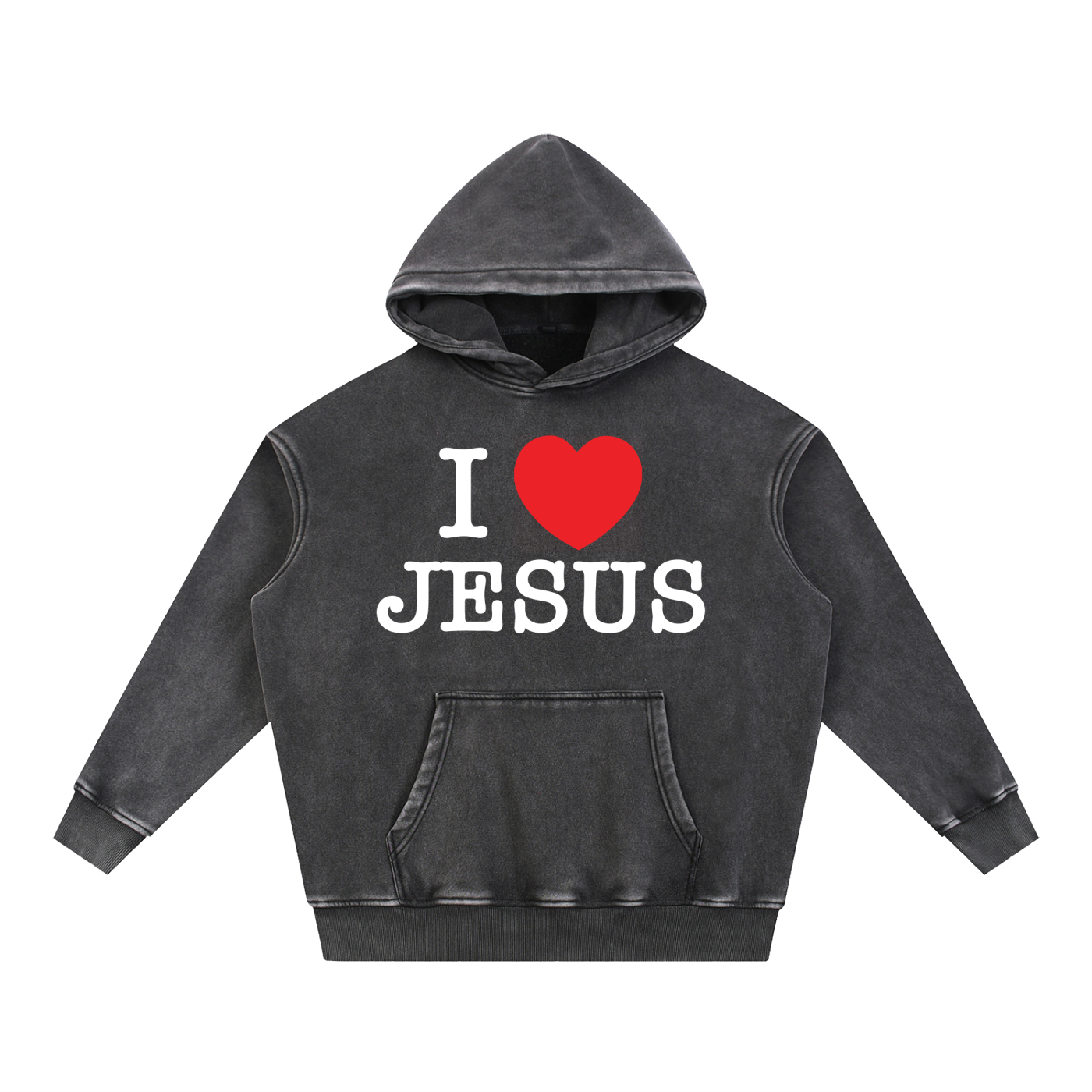 I Love Jesus Washed Oversize Hoodie